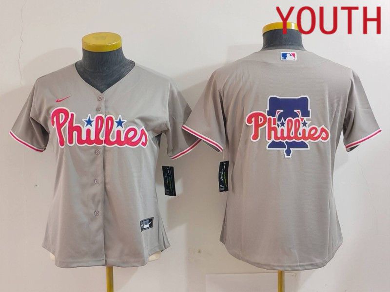 Youth Philadelphia Phillies Blank Grey Game 2024 Nike MLB Jersey style 3